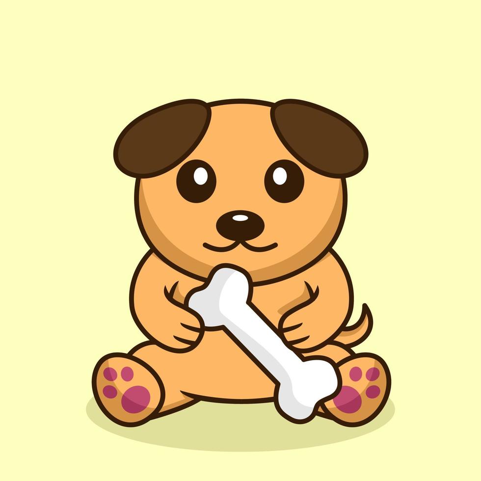 ilustración premium vectorial de un perro lindo que lleva un hueso vector