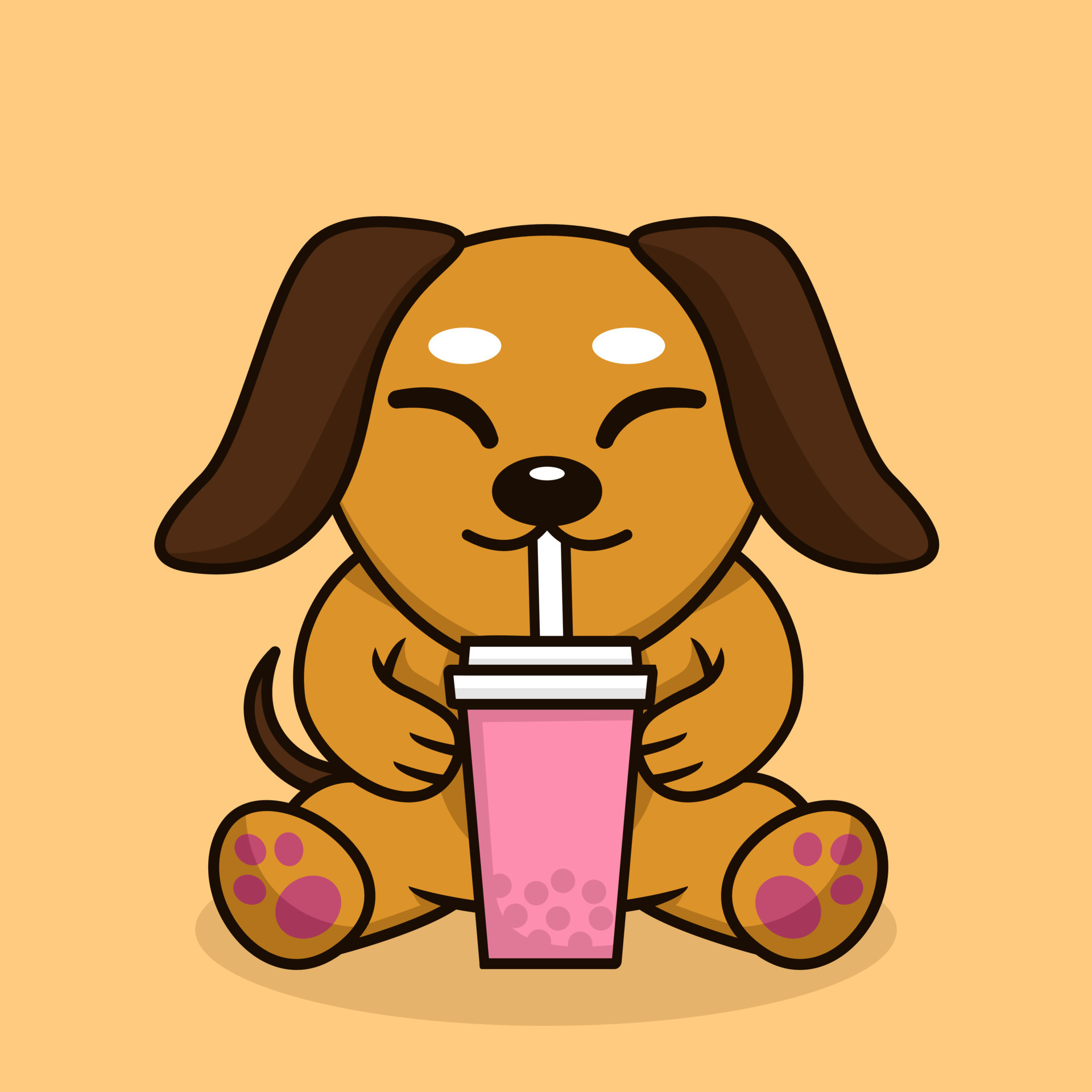 Vector illustration of cute dog premium drinking boba 10947808 Vector