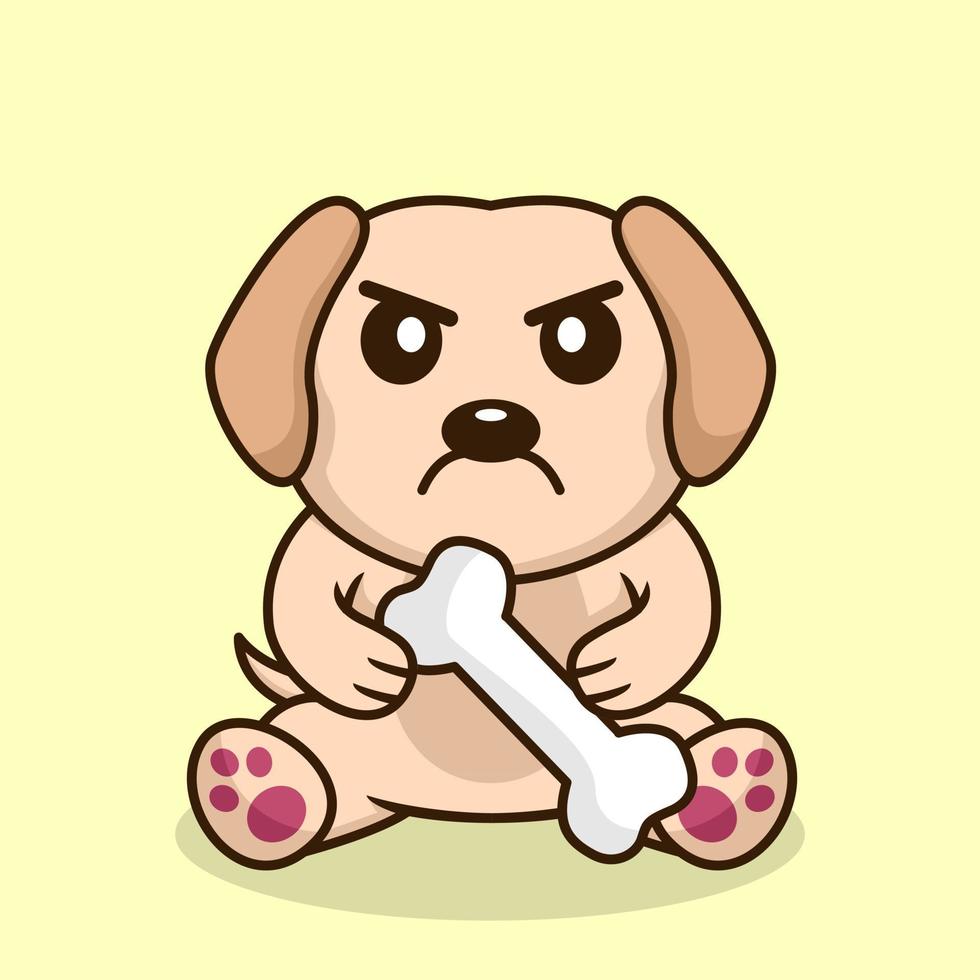 Vector premium illustration of cute dog carrying a bone