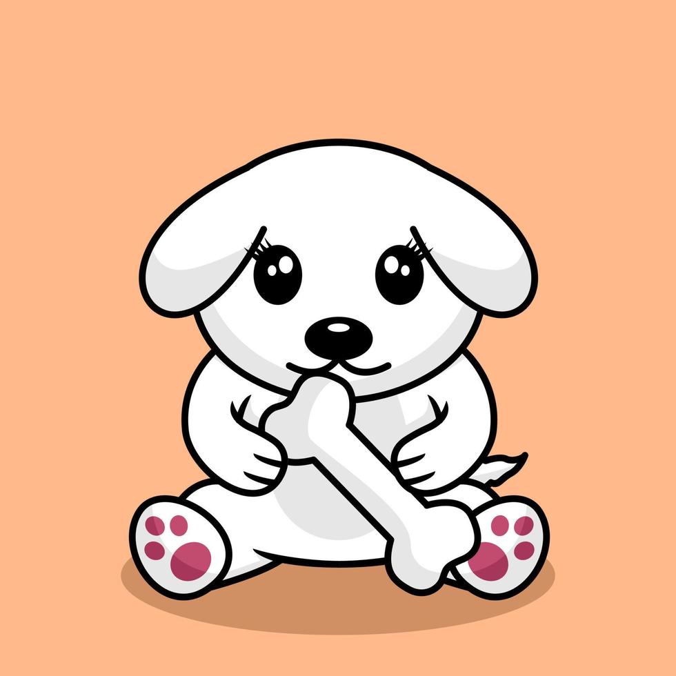 Vector premium illustration of cute dog carrying a bone