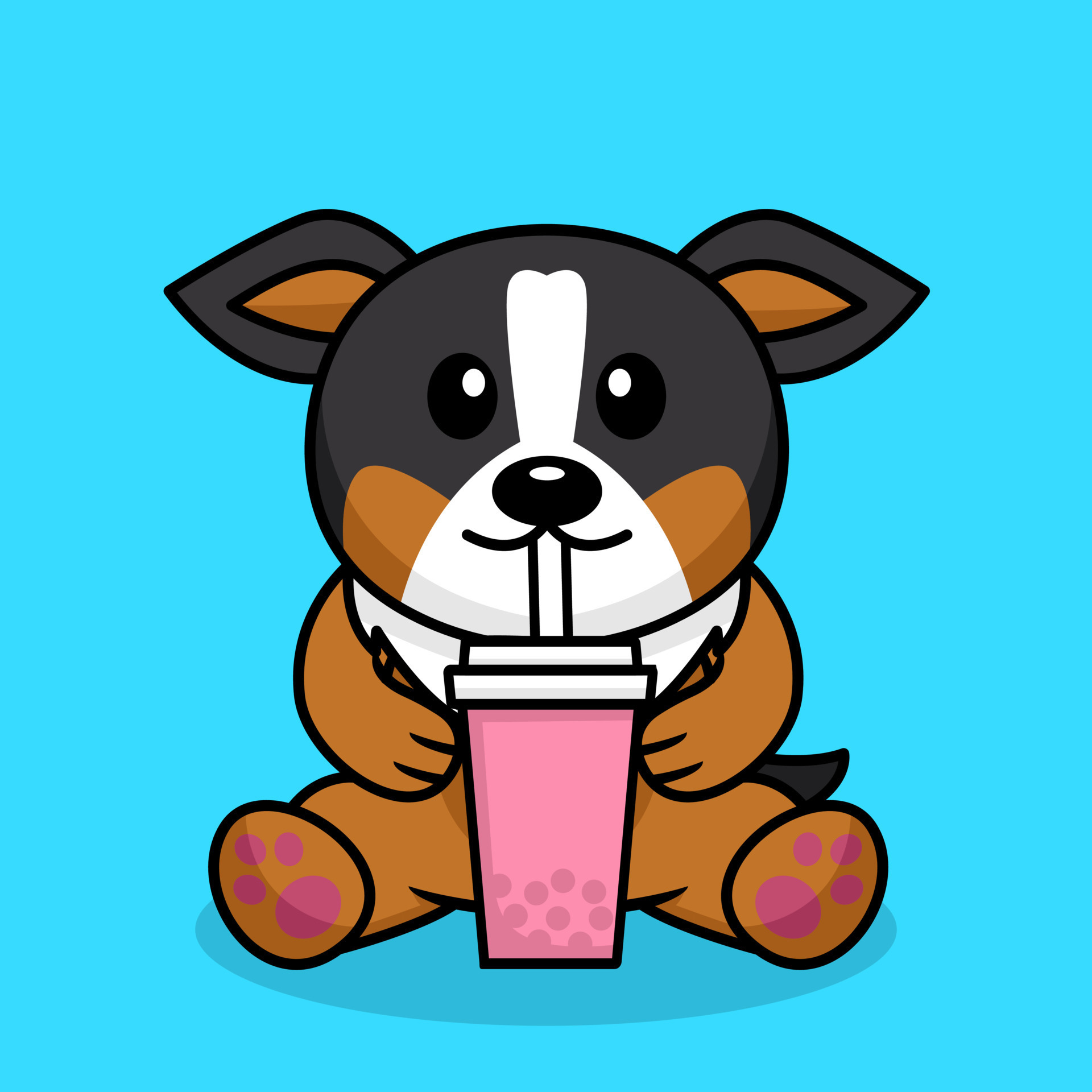 Vector illustration of cute dog premium drinking boba 10947848 Vector ...