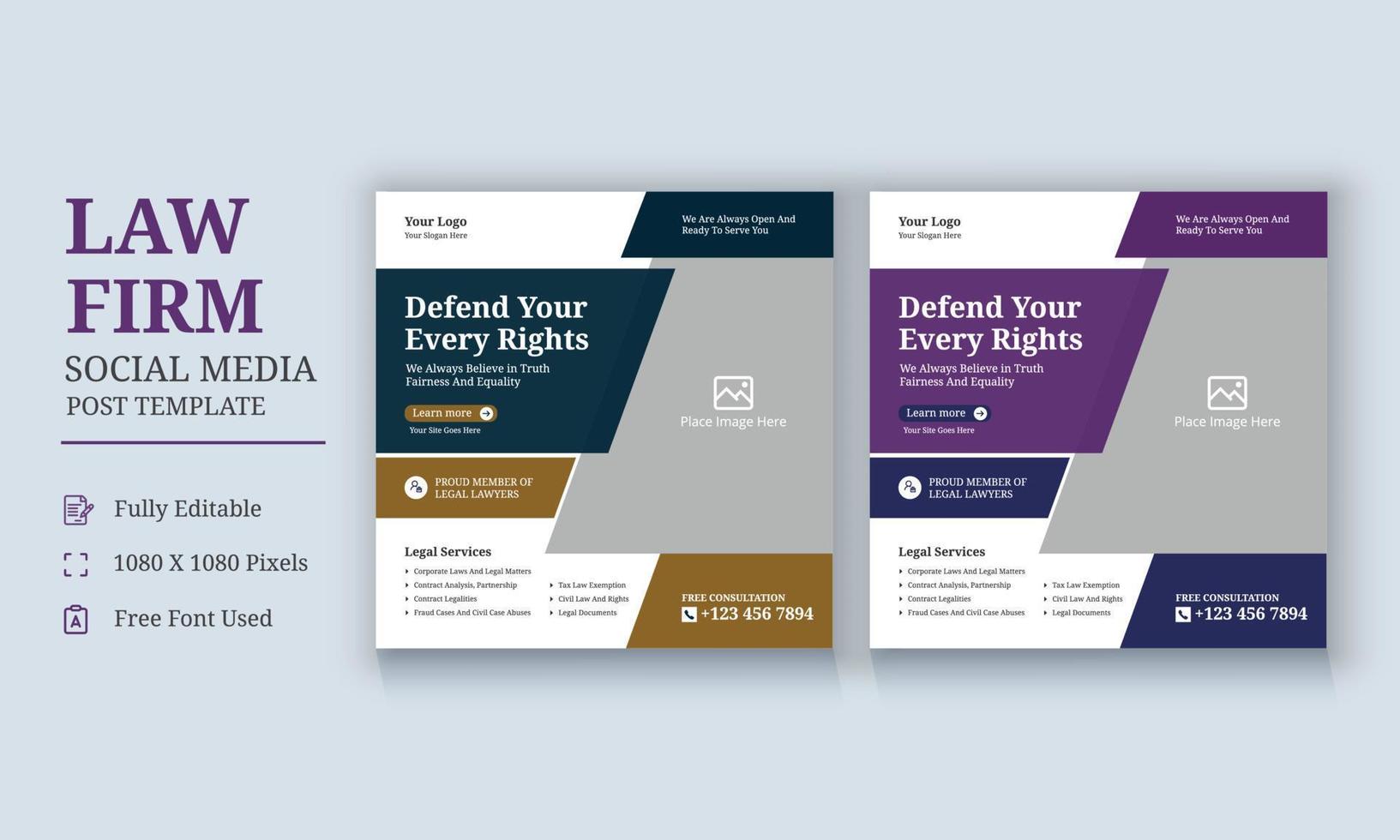 Law Firm Social Media Template, Law Firm and Legal Services Social Media, Law Firm and Consultancy Social Media Template, Legal Corporate Law Firm Business poster leaflet template design vector