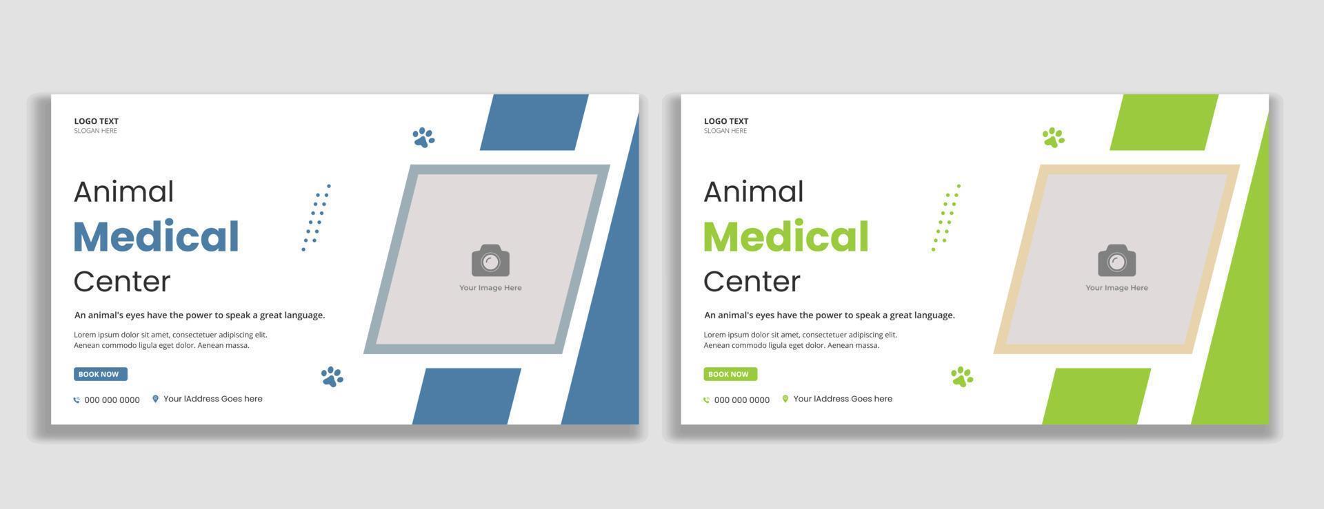 Animal medical center thumbnail and web banner template vector