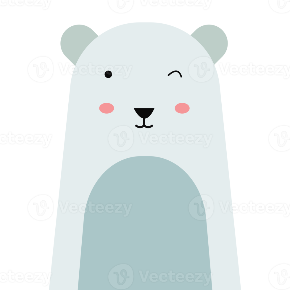 Cute polar bear flat design. Animal character png