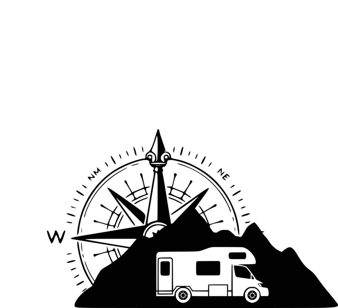 Camper Mountain Compass  Background vector