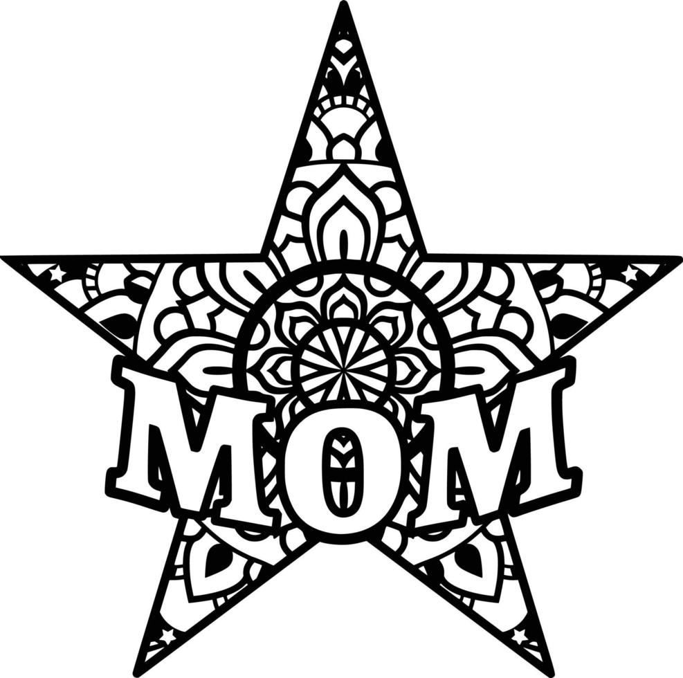 fondo de impresión de mandala de estrella de mamá vector
