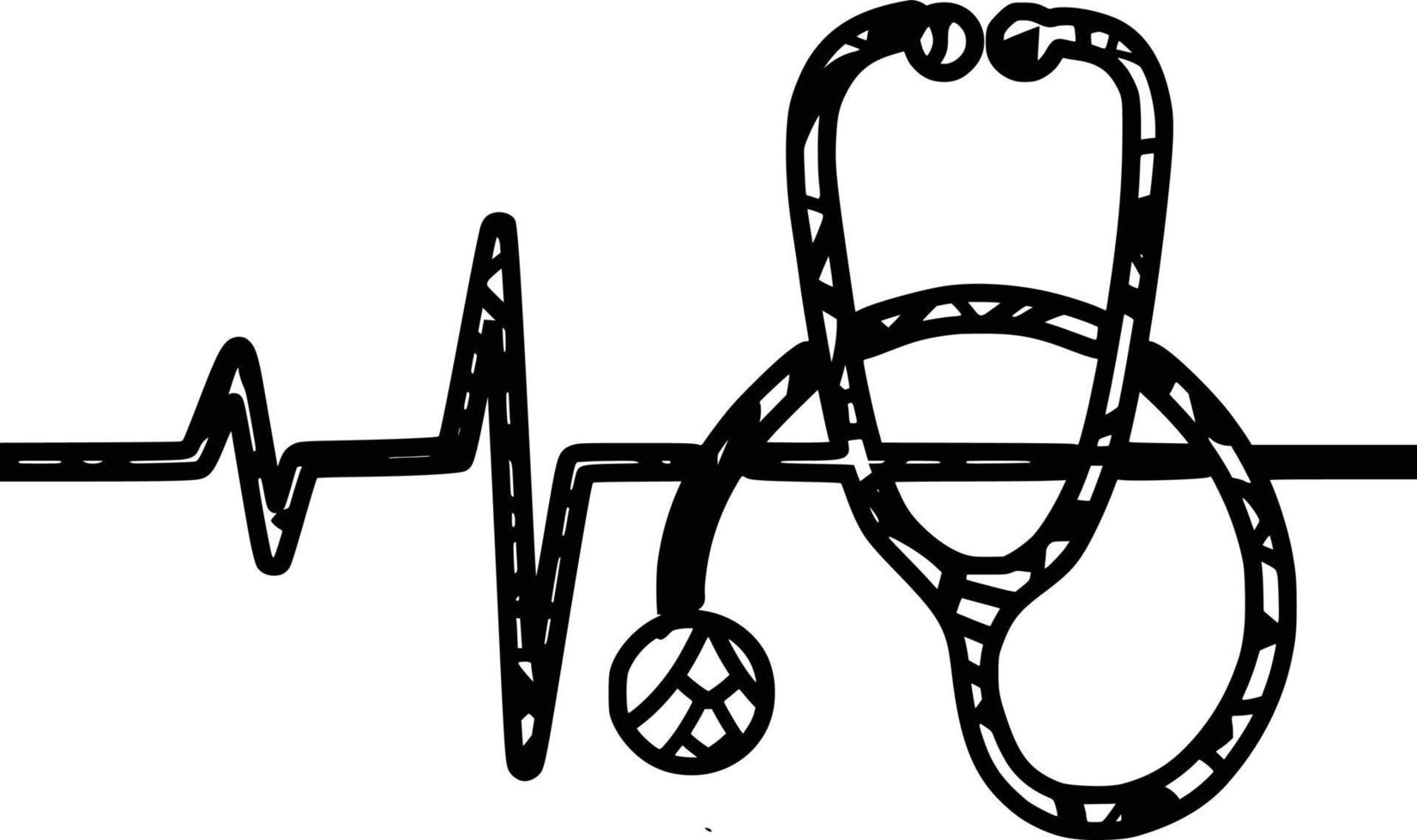 Stethoscope  Heart Line vector