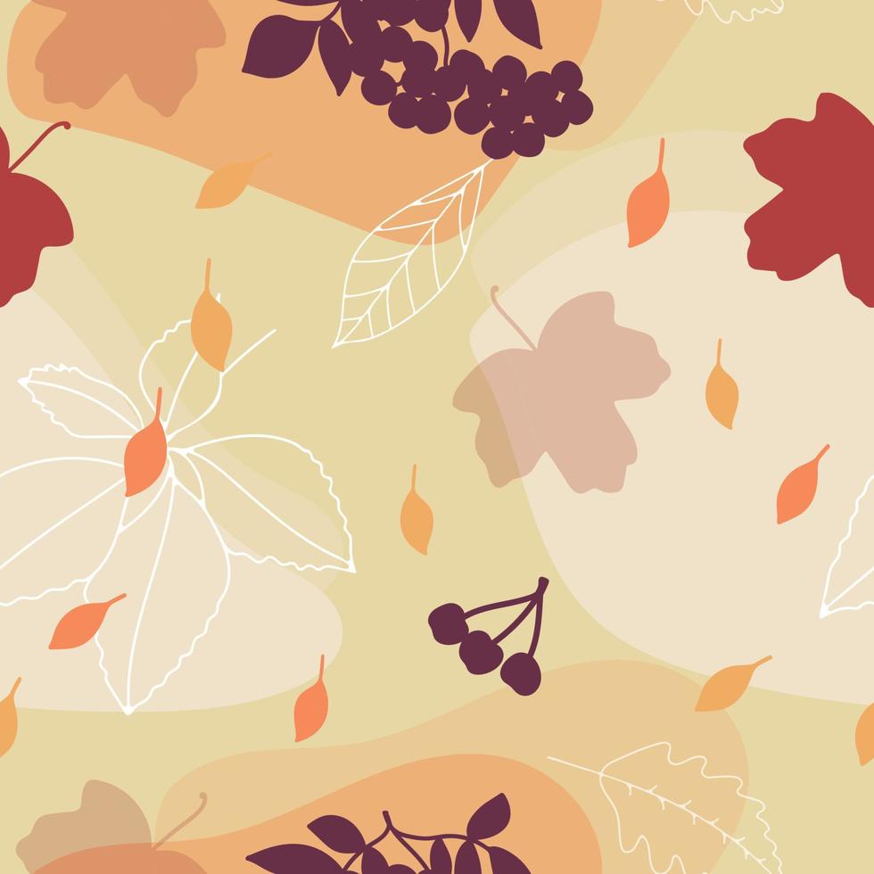 Autumn leaves simple style seamless vector pattern