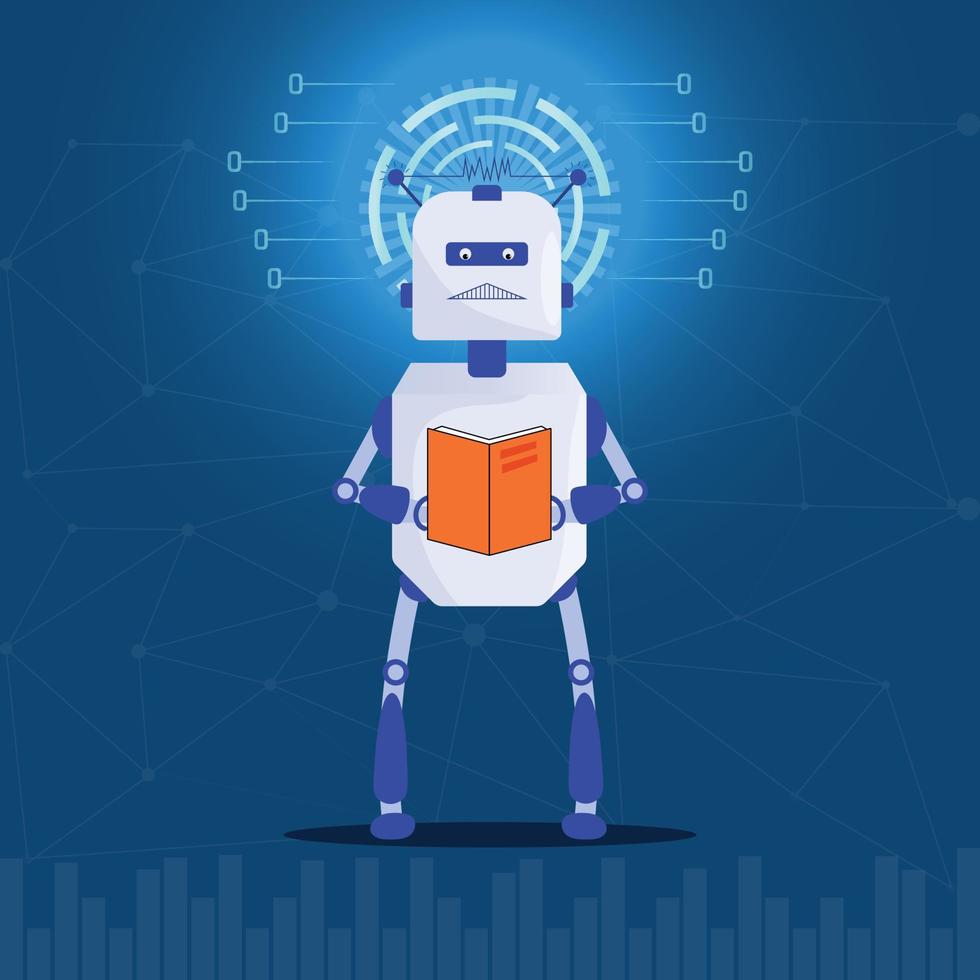 Robot With Artificial Intelligence AI Vector Illustration Graphics