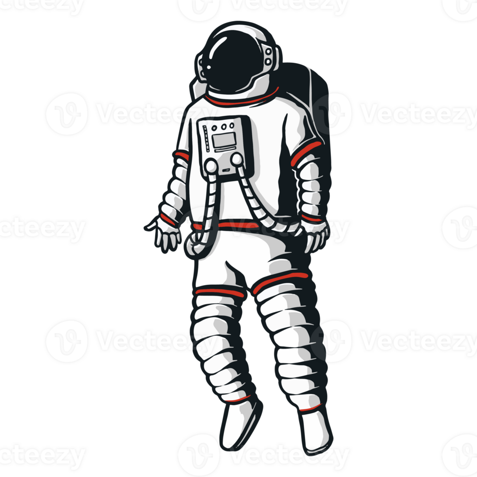 realistisk illustration av en flytande astronaut. illustrerade i tecknad serie stil för trogen och modern teman. png