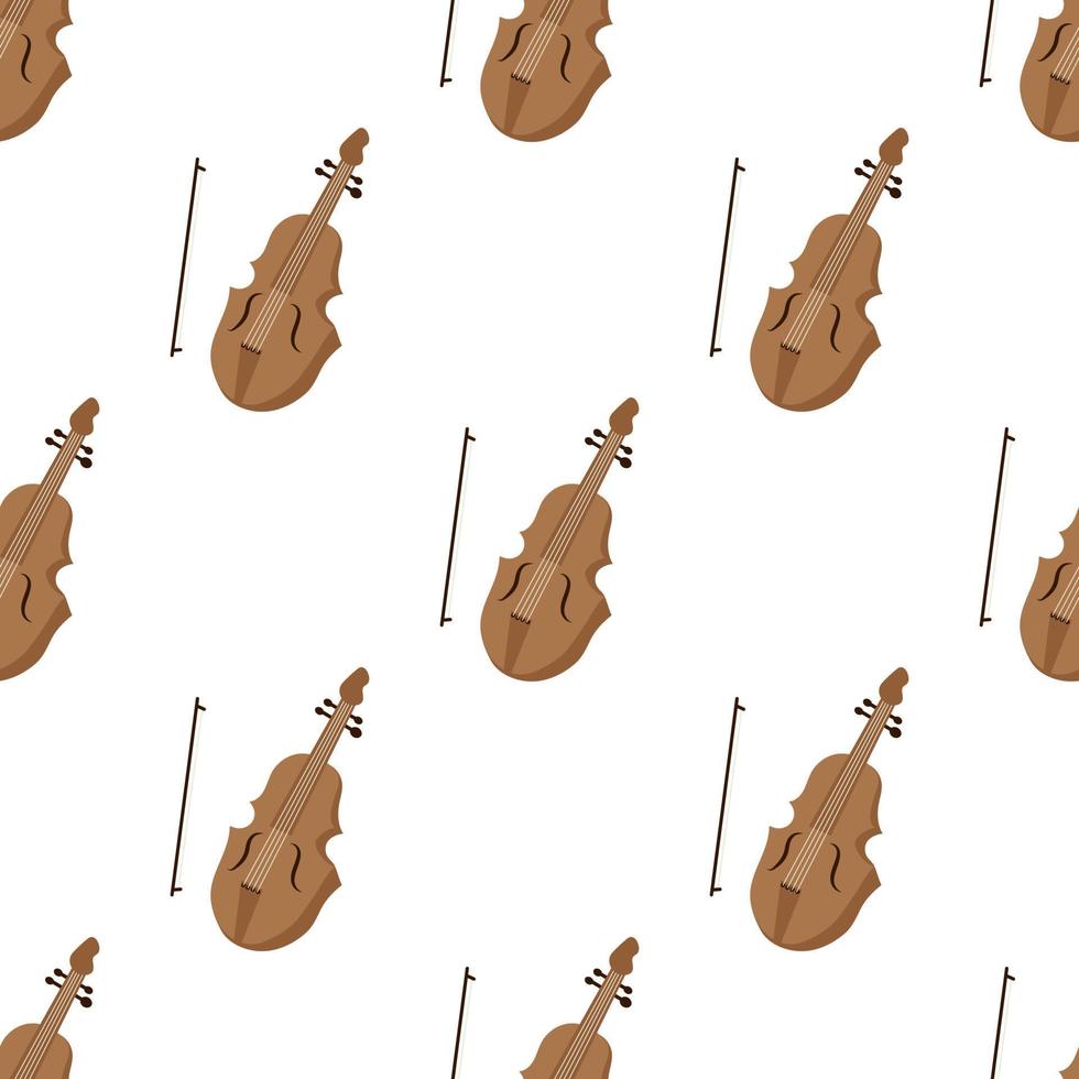 Seamless pattern with violin. Flat vector illustration