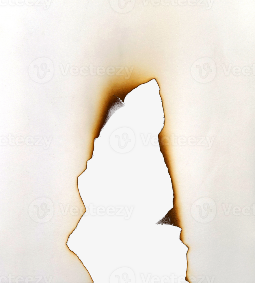 burnt paper for texture. damaged paper with burnt stain. blank ripped paper for a design element. png