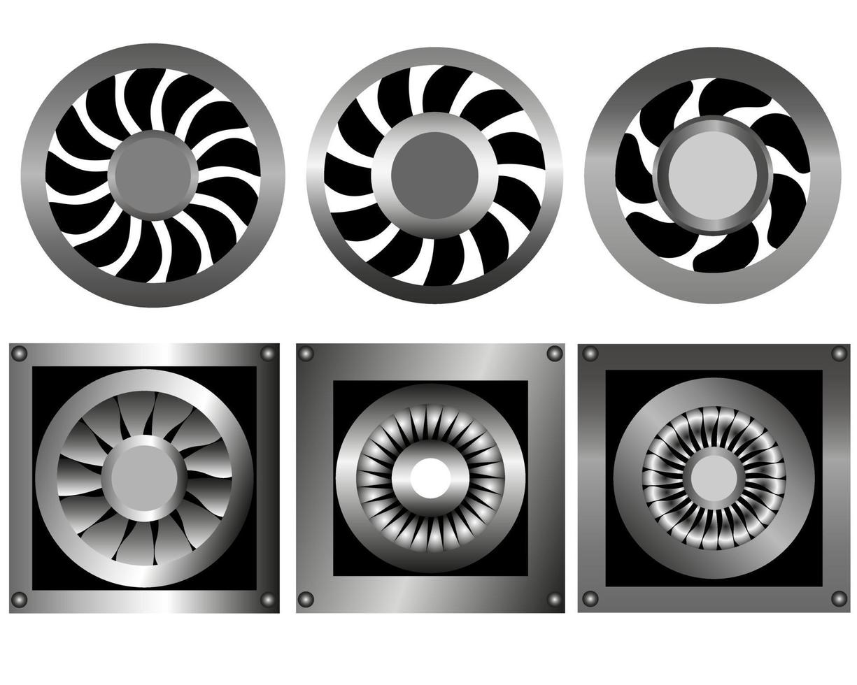 six fans to cool down on a white background vector