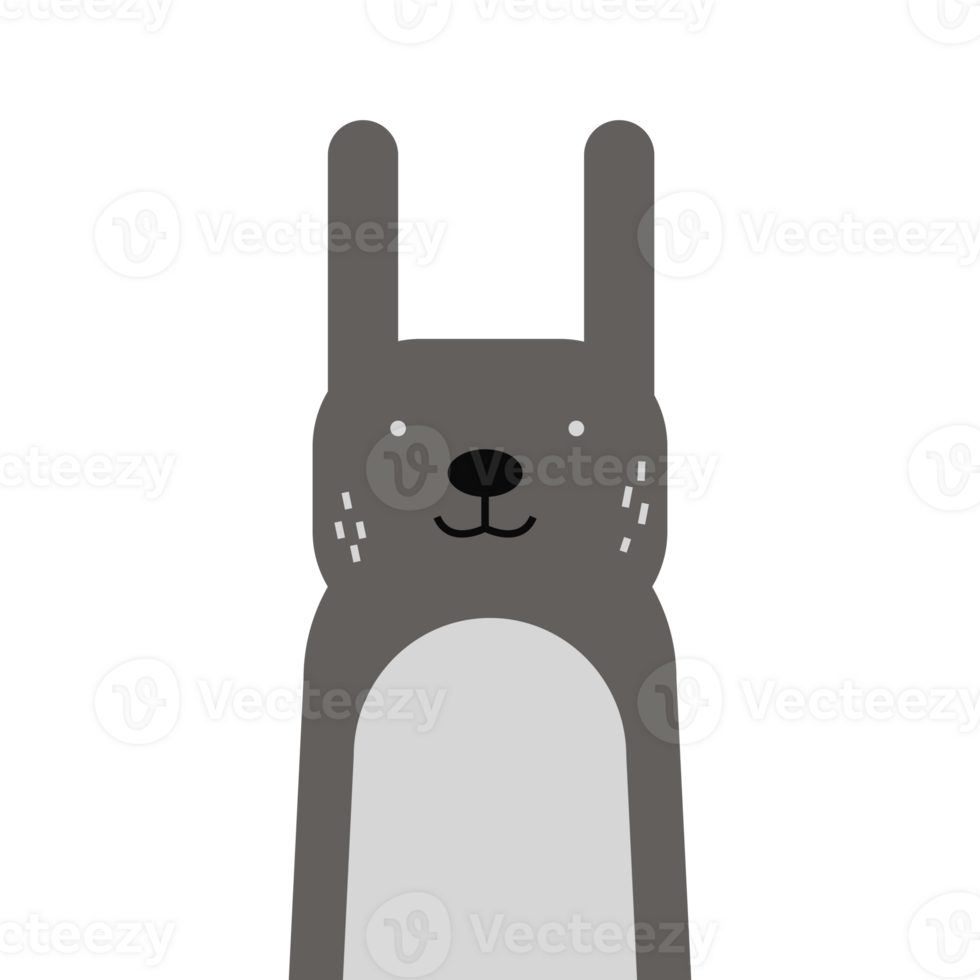 Cute rabbit flat design. Animal character png