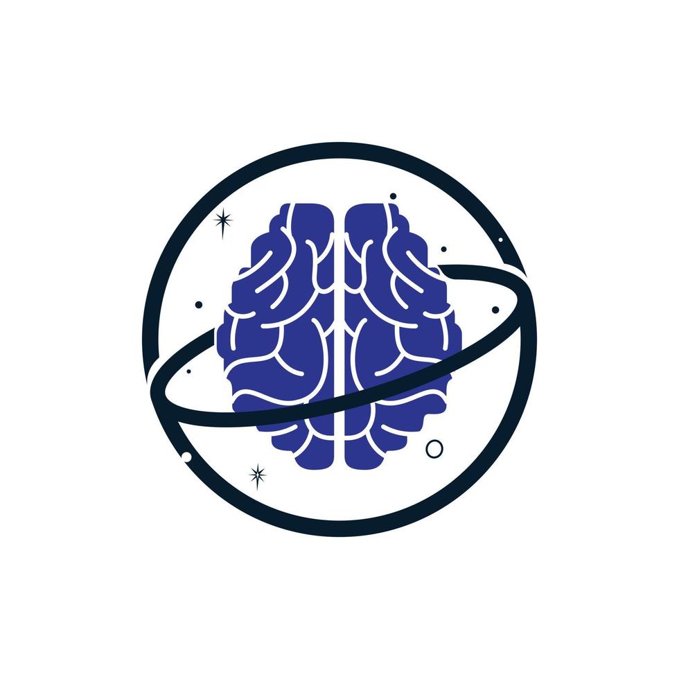 diseño del logotipo del vector del planeta cerebral. concepto de logotipo intelectual e inteligente.