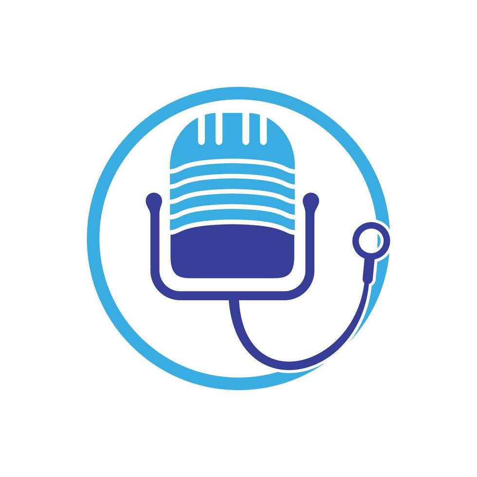 Doctor podcast vector logo design. Stethoscope and microphone illustration symbol.