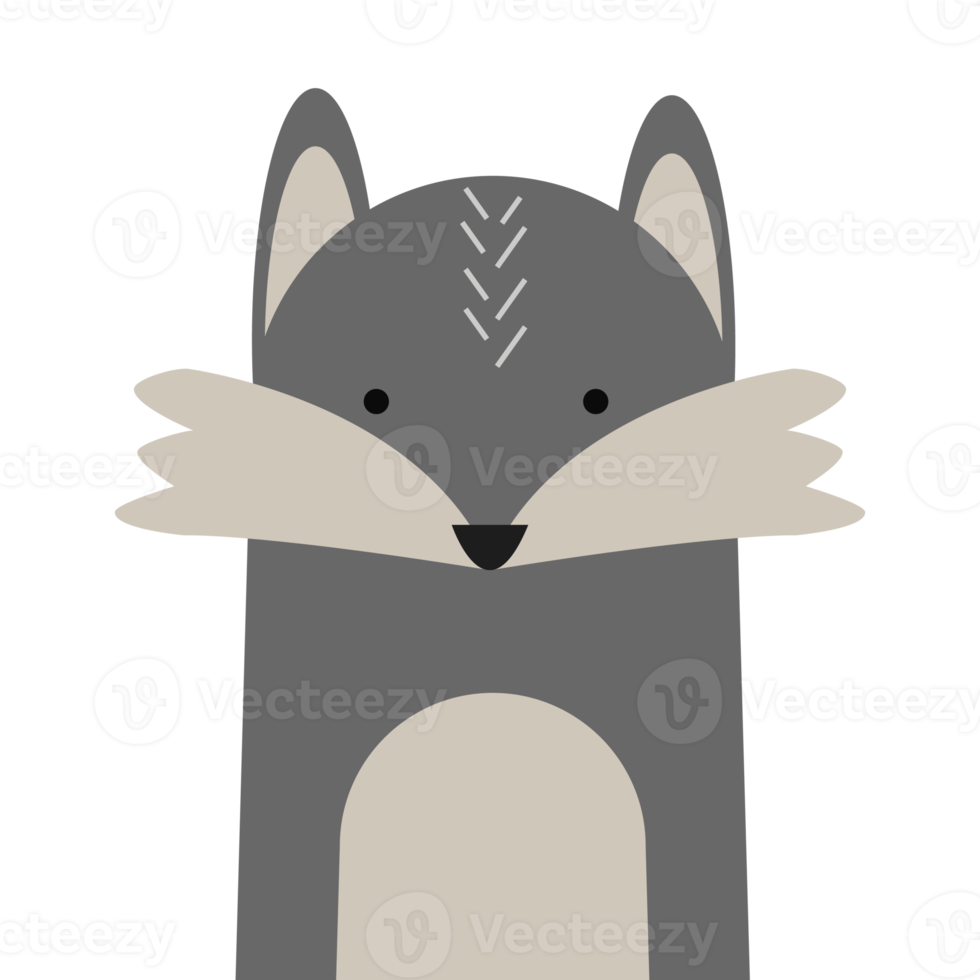 Cute fox flat design. Animal character png