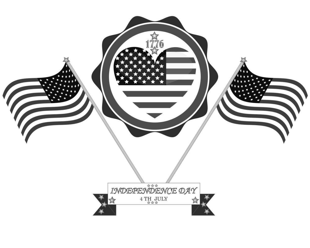 celebration of Independence Day in America in shades of gray vector