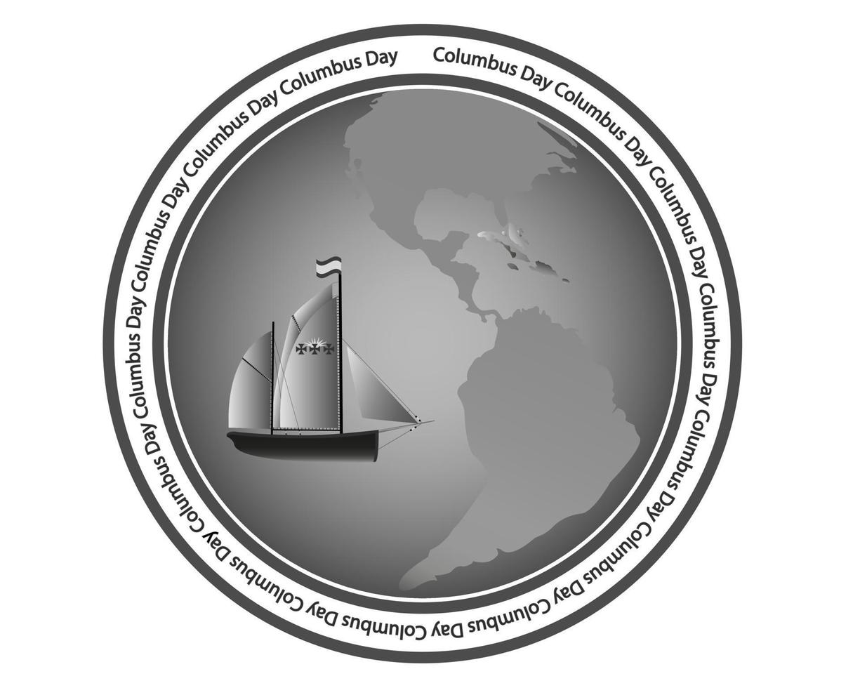 day of Christopher Columbus in America in shades of gray vector
