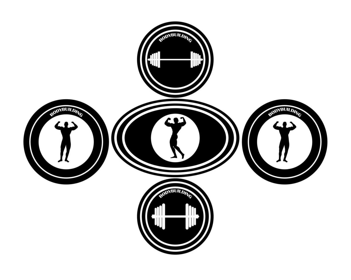 bodybuilding emblem on white background vector