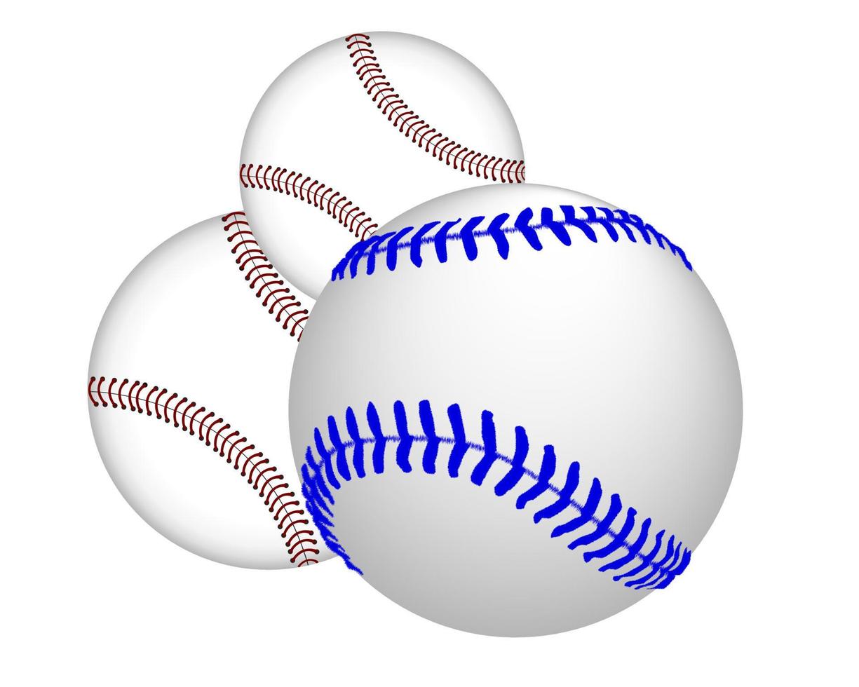 three baseball ball on a white background vector