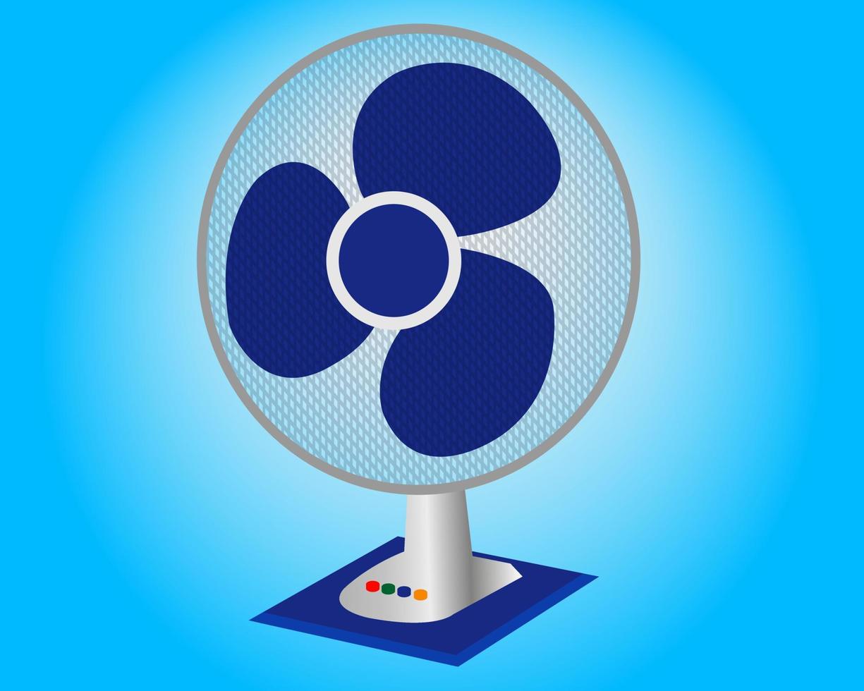 ventilador doméstico para enfriar el aire sobre un fondo azul vector