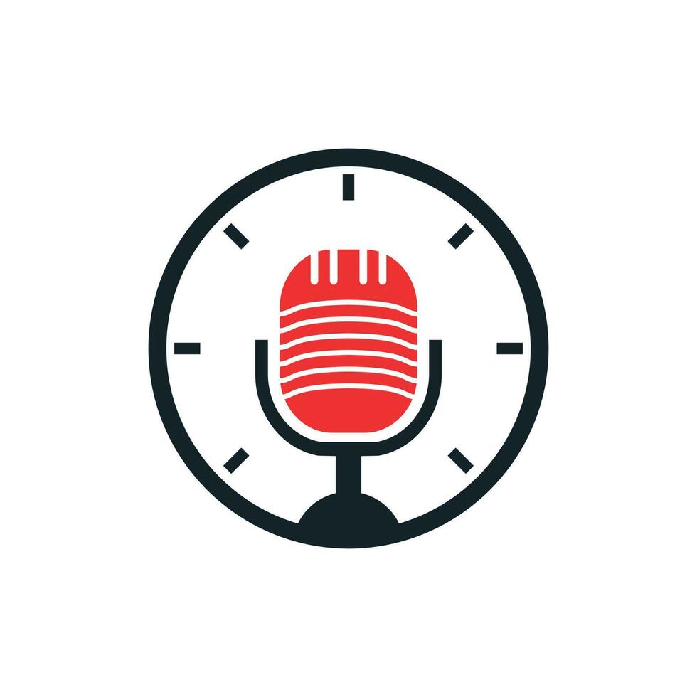plantilla de diseño de logotipo de vector de tiempo de podcast.