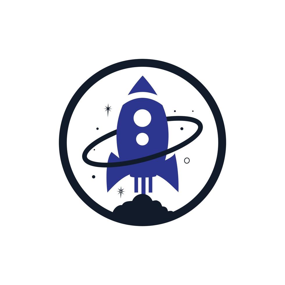 Rocket planet vector logo design template. Rocket and universe logo concept.