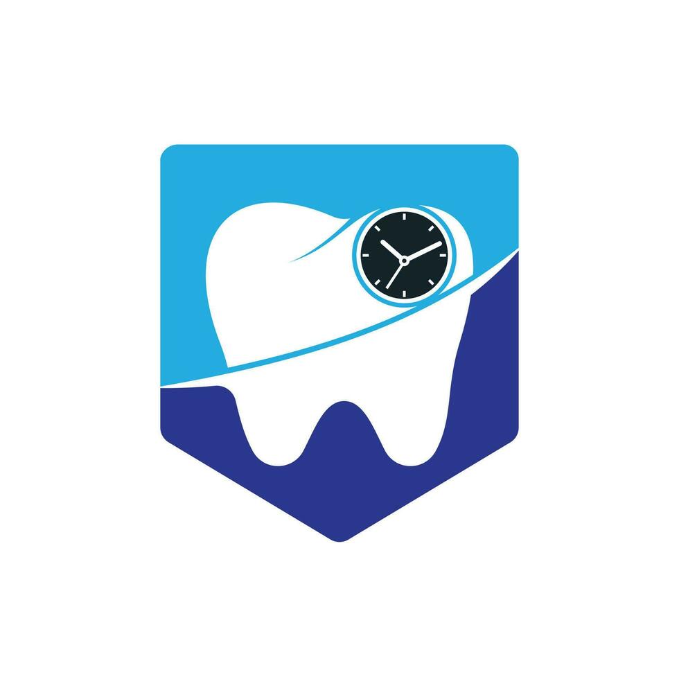 Dental time vector logo design template. Human tooth and clock icon design.