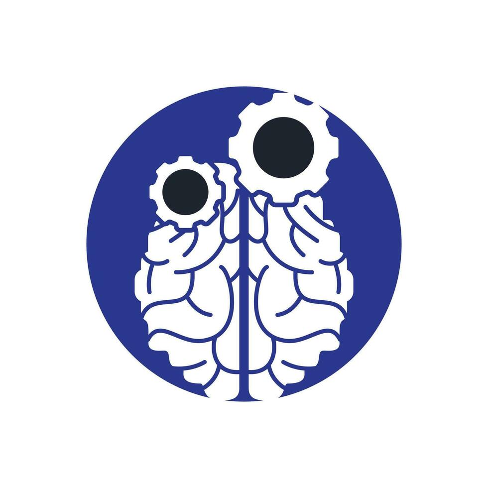 Brain and gear cog logo design. vector