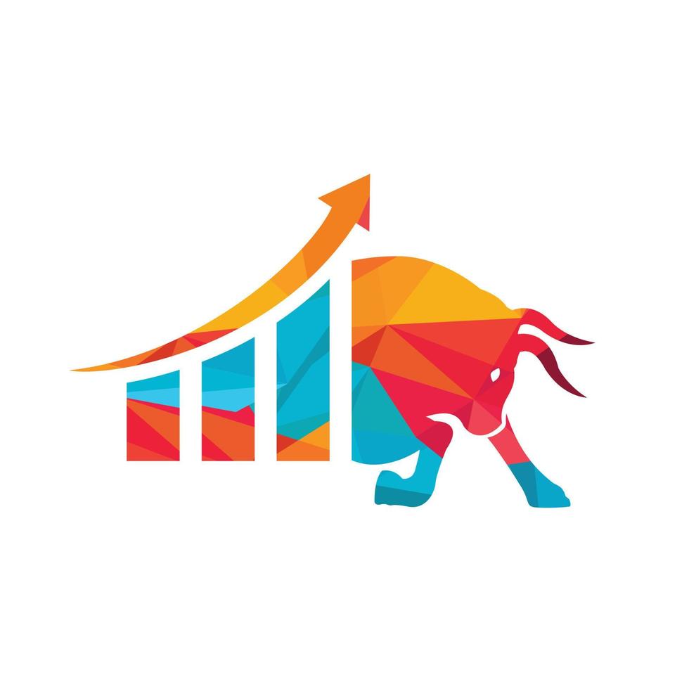 Financial bull logo design. Trade Bull Chart, finance logo. vector