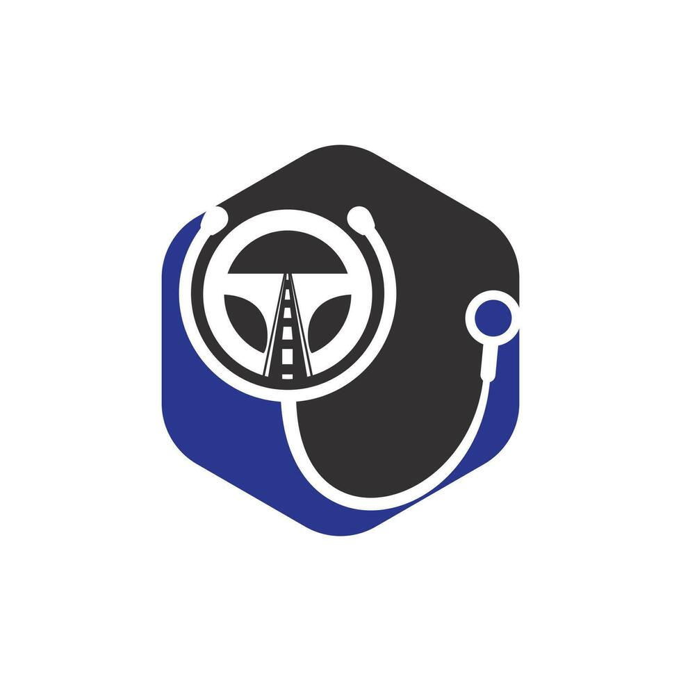 plantilla de diseño del logotipo del vector médico del conductor. dirección con diseño de logotipo de icono de vector de estetoscopio.