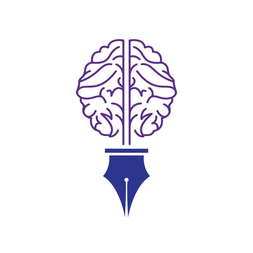 plantilla de diseño de logotipo de vector de pluma de cerebro.