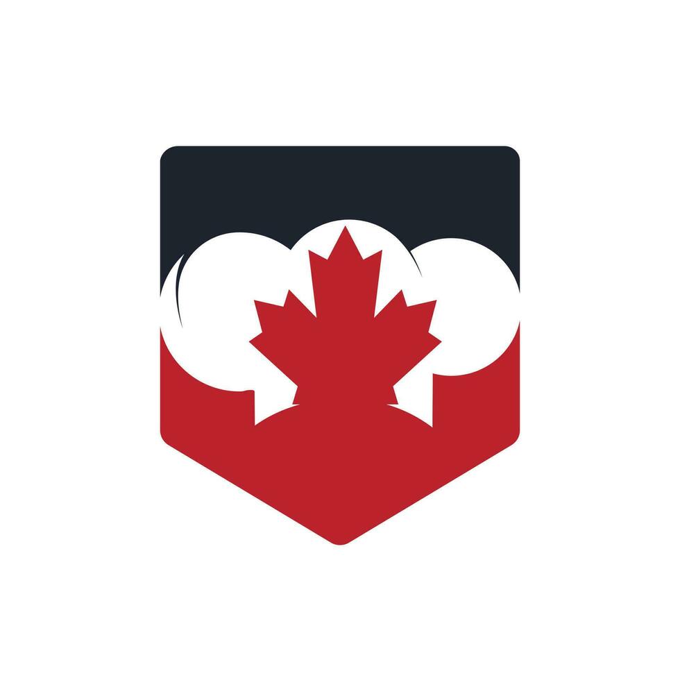 plantilla de diseño de logotipo de vector de chef canadiense. hoja de arce con el logotipo del icono del sombrero de chef.