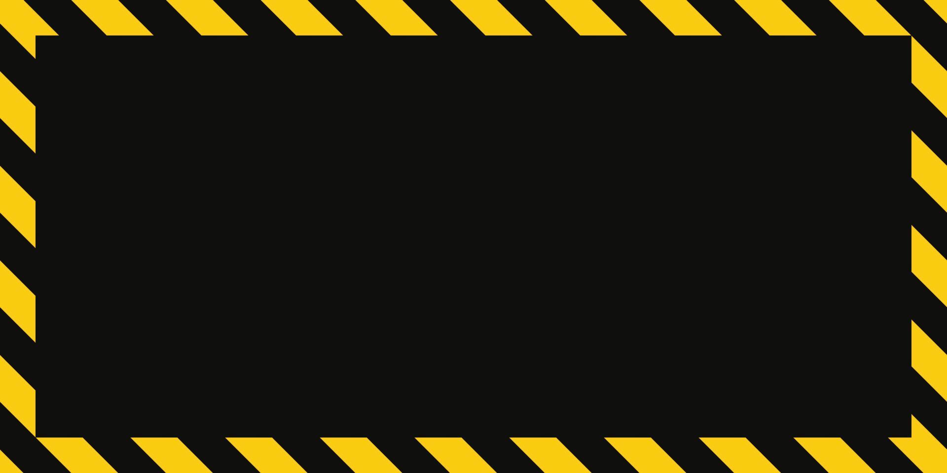 Warning frame with yellow and black diagonal stripes. Rectangle warn