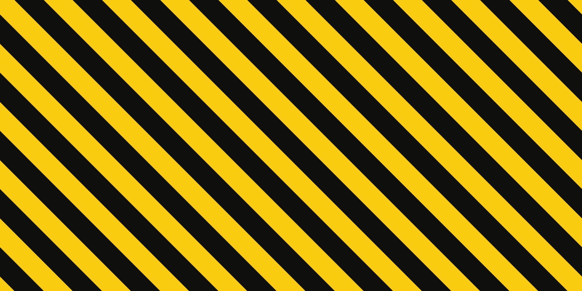 Warning seamless pattern with yellow and black diagonal stripes. Warn caution background. Yellow and black lines tape. Hazard caution sign seamless texture. Vector illustration