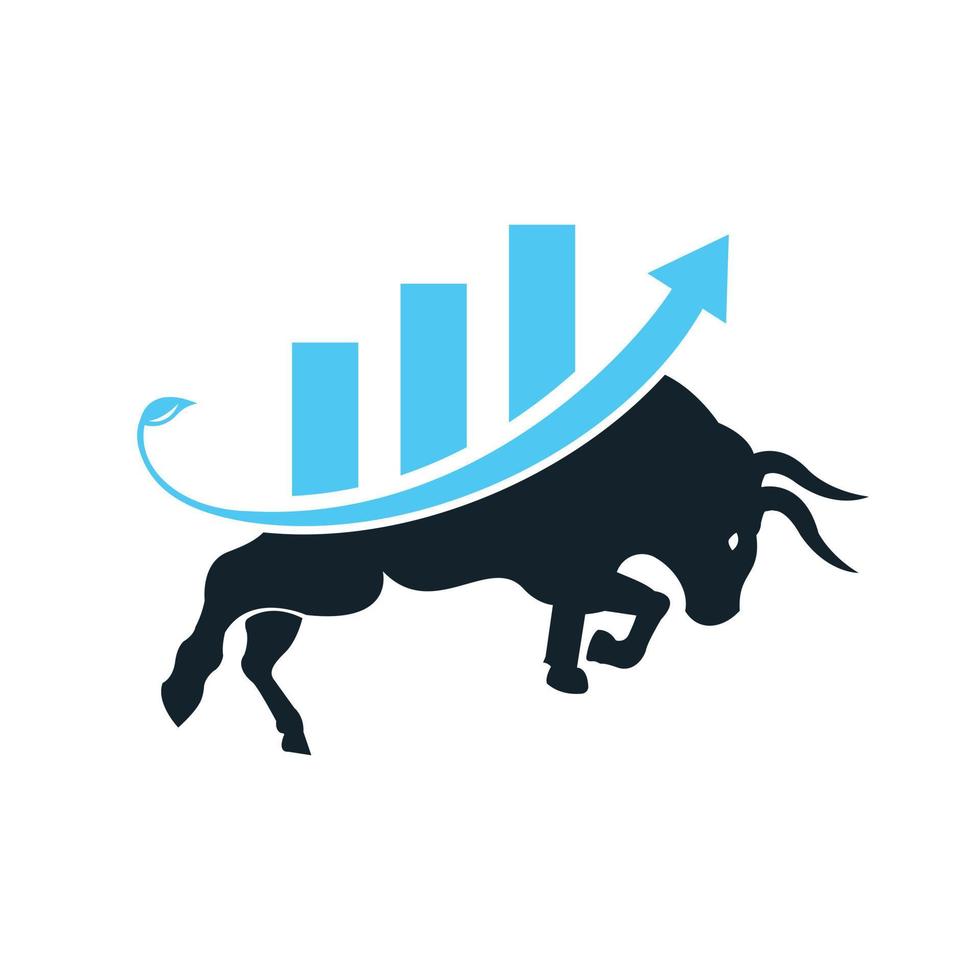 Financial bull logo design. Trade Bull Chart, finance logo. vector