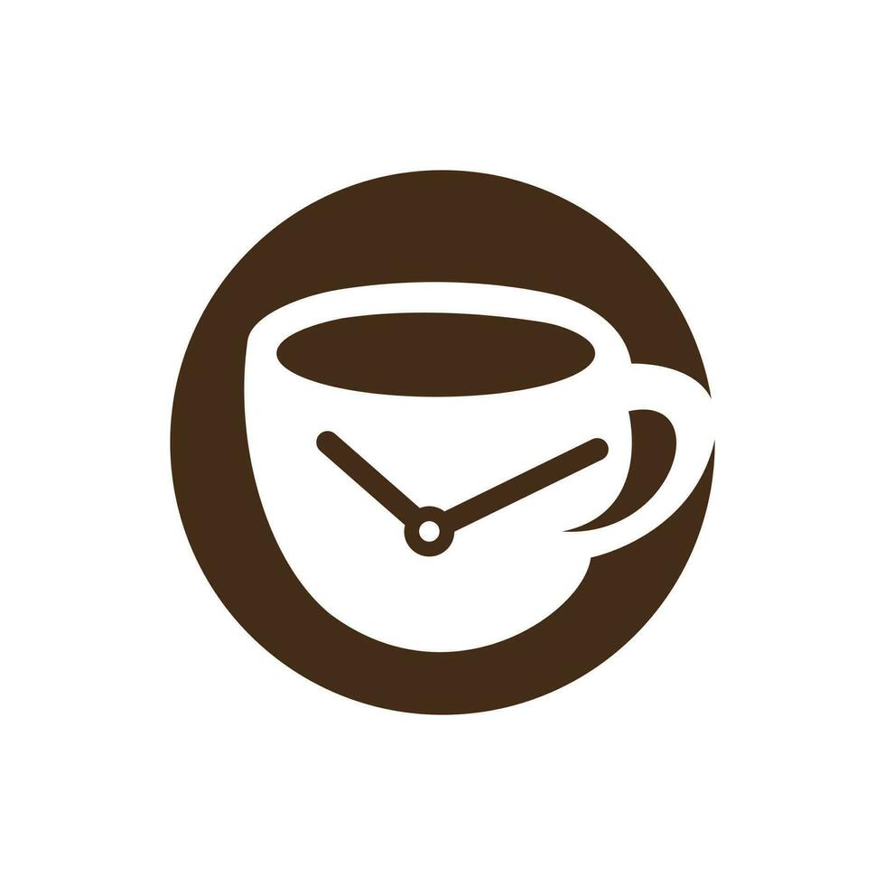 Coffee time vector logo design. Coffee cup time clock concept design.