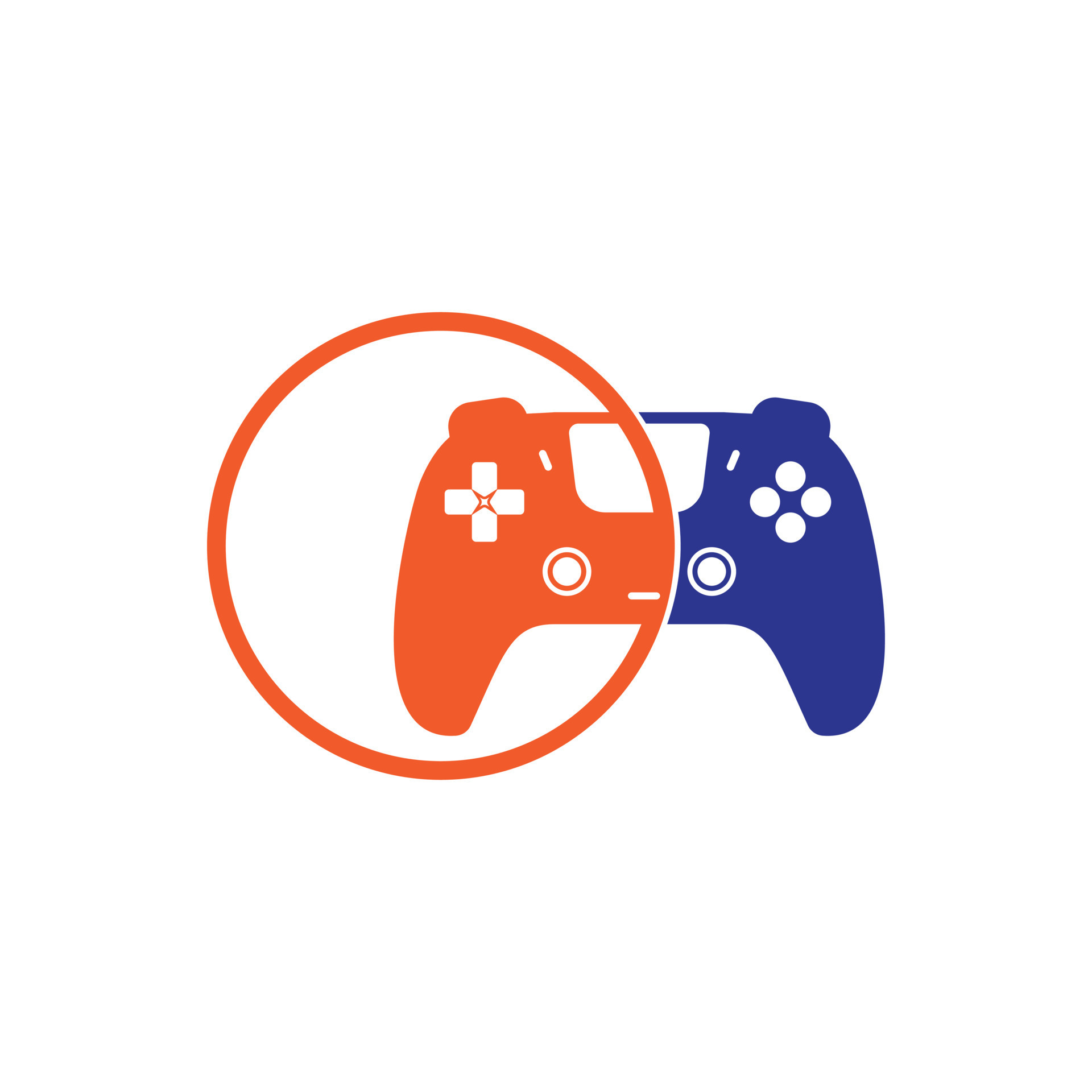 Game console vector logo design. Video games stick logo design template