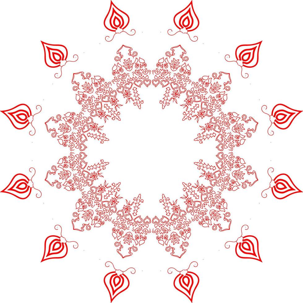 red mandala, radish mandala, red leaf mandala, unique mandala vector