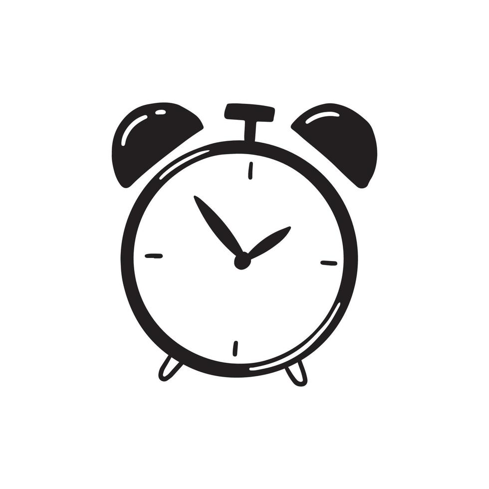 Hand drawn simple retro Alarm Clock vector