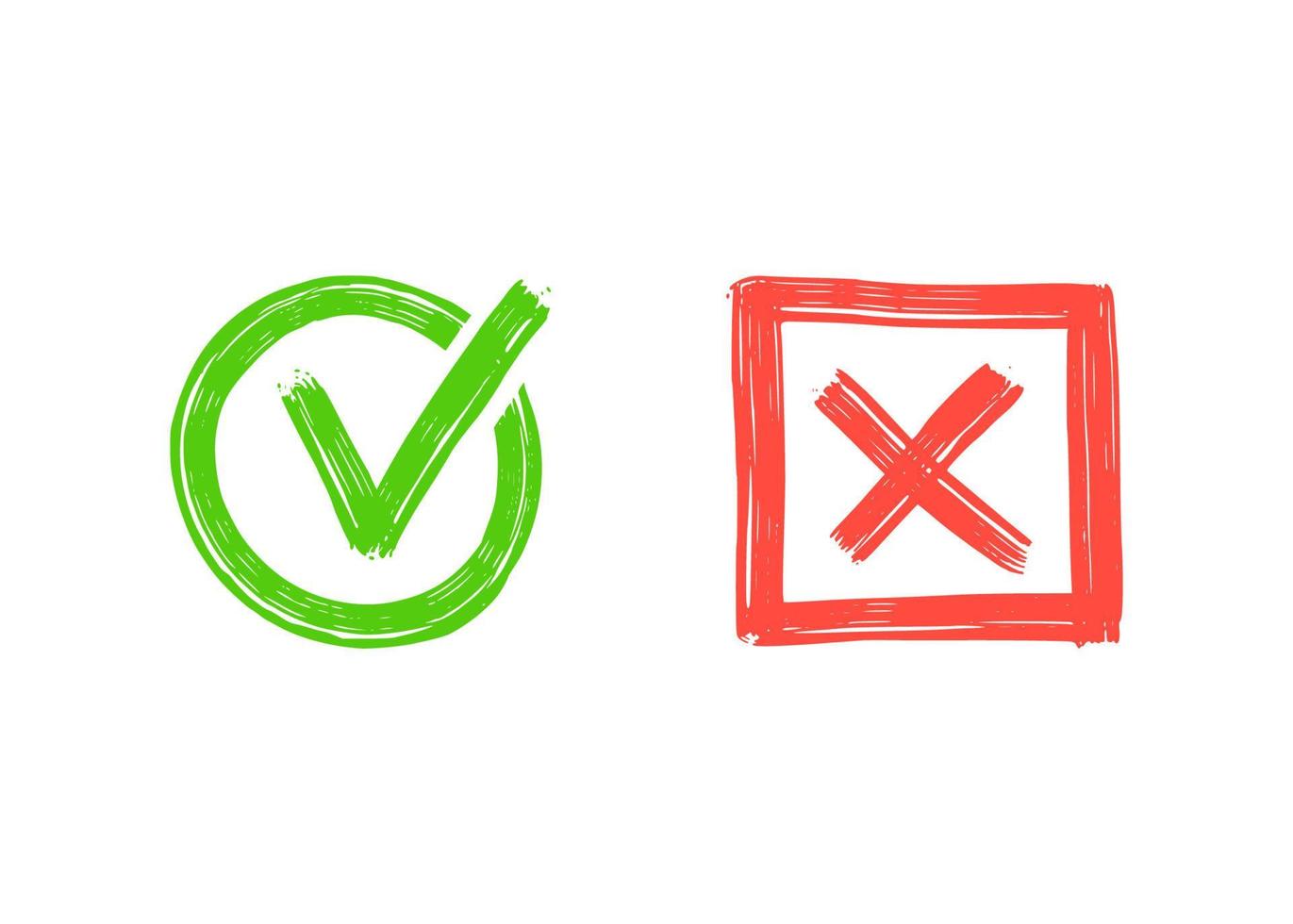 Green check and red cross mark. vector