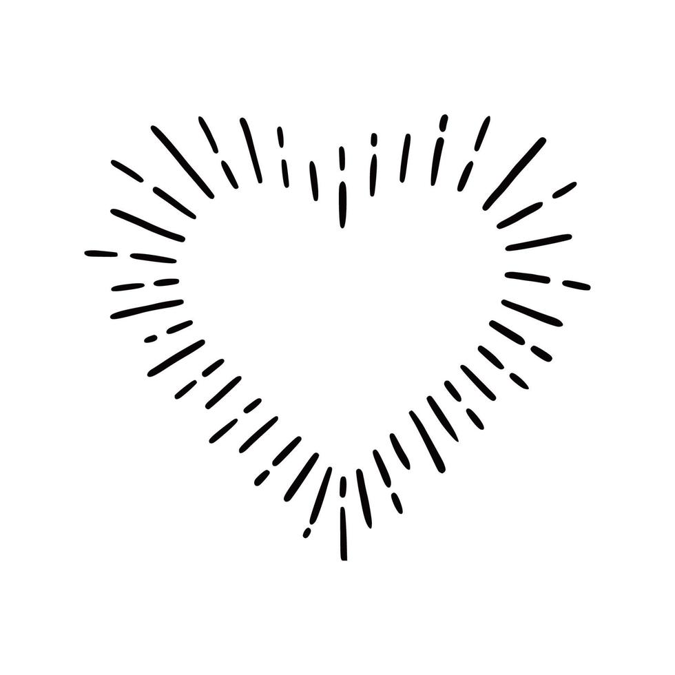 Heart shape burst. Hand drawn sketch vector