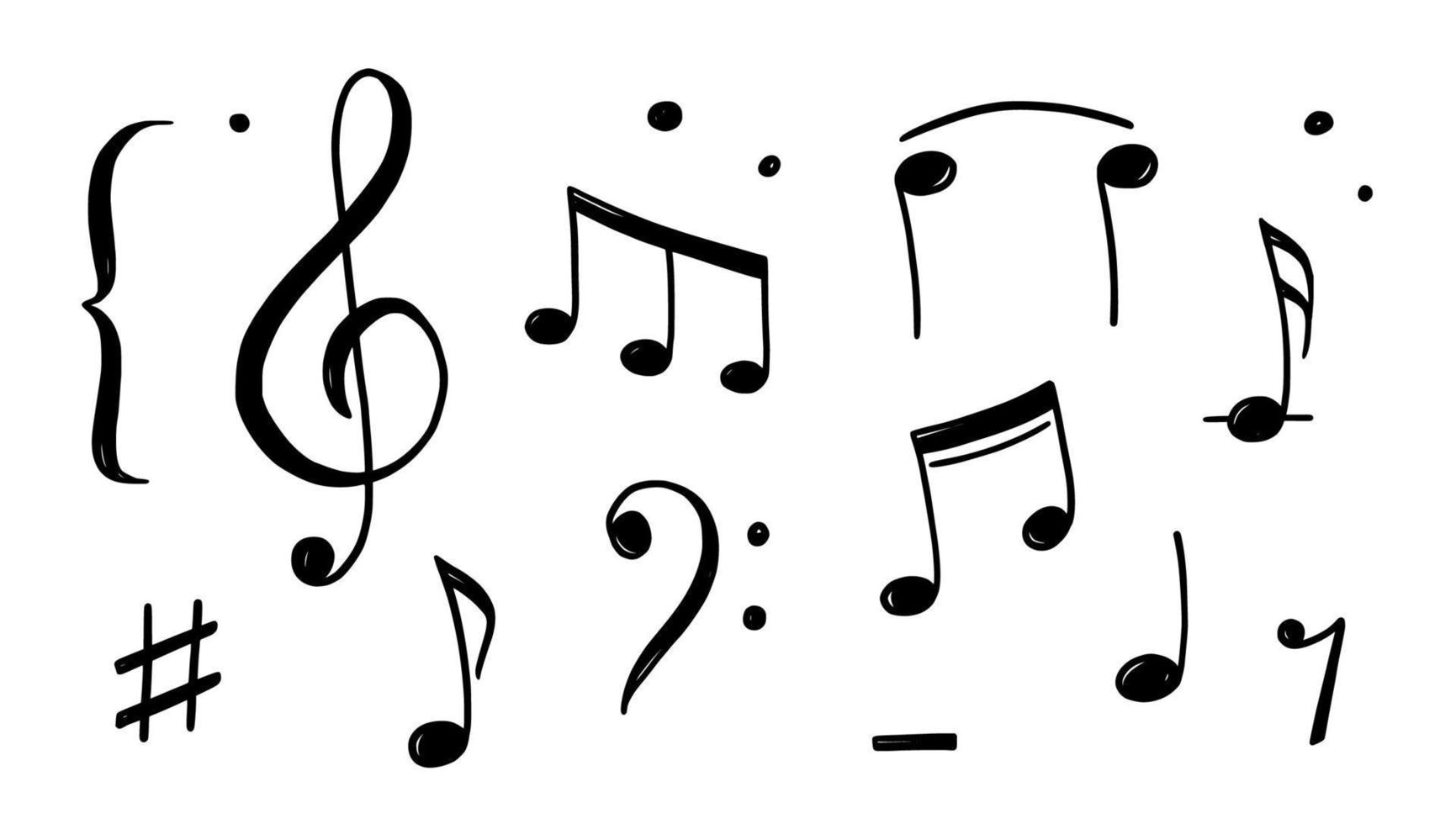 Music note doodle drawn style vector