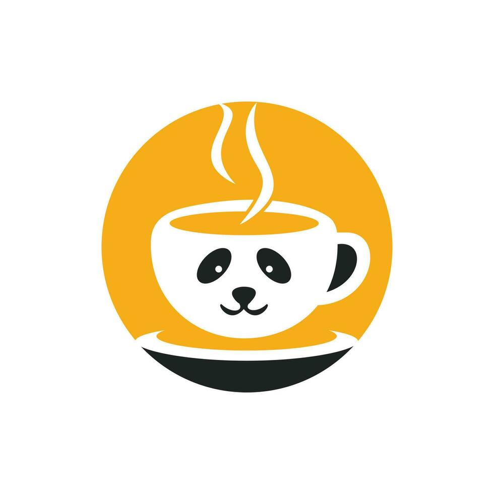 Panda coffee vector logo design template. Coffee shop or restaurant logo concept.