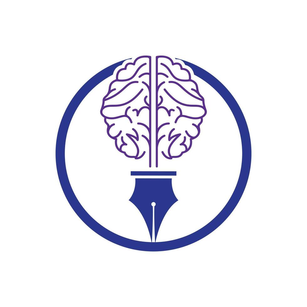 plantilla de diseño de logotipo de vector de pluma de cerebro.