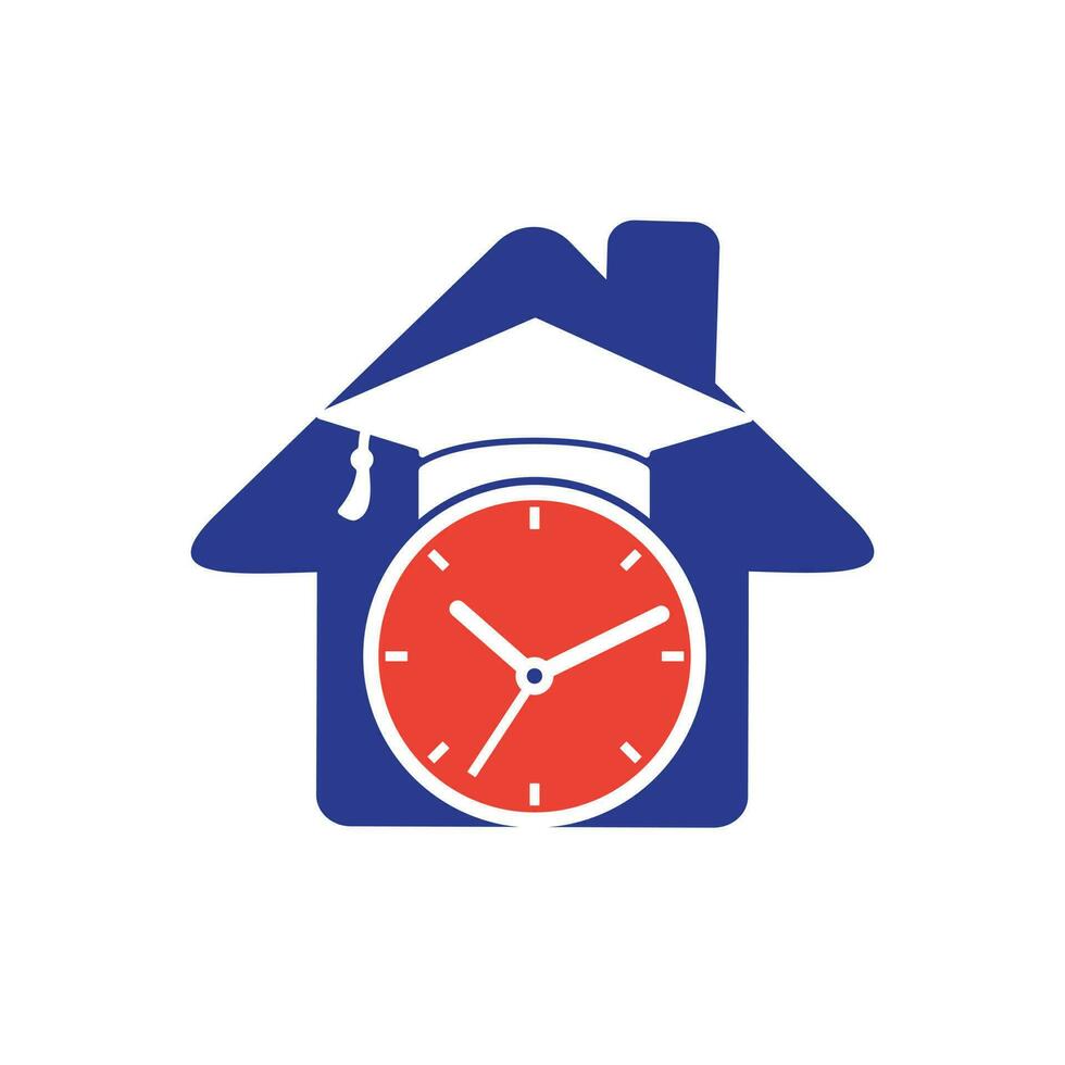 Study time vector logo design. Graduation hat with clock icon design.