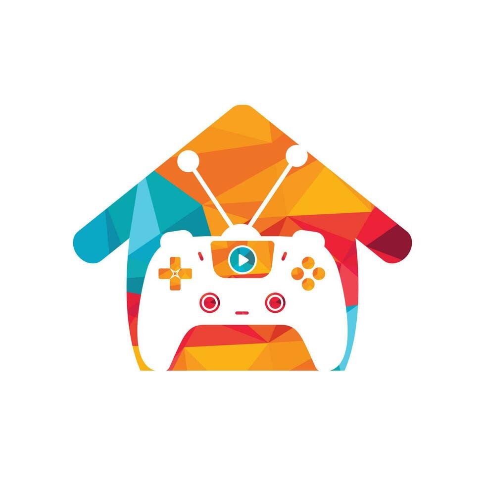 Gaming tv vector logo design. Television and Gamepad icon vector design.