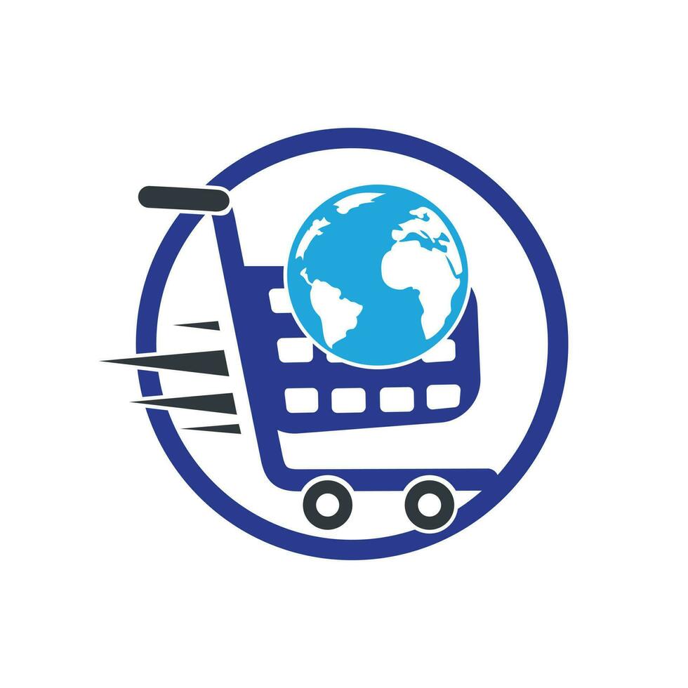 Globe shopping cart vector logo design. Online Shop logo designs concept.