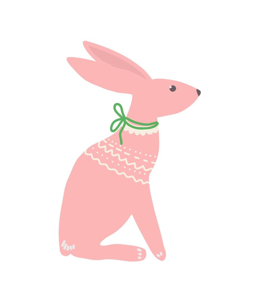 ilustración de un conejo de dibujos animados rosa. ilustración vectorial infantil para libros, afiches, pancartas, tarjetas, estampados en la ropa. vector